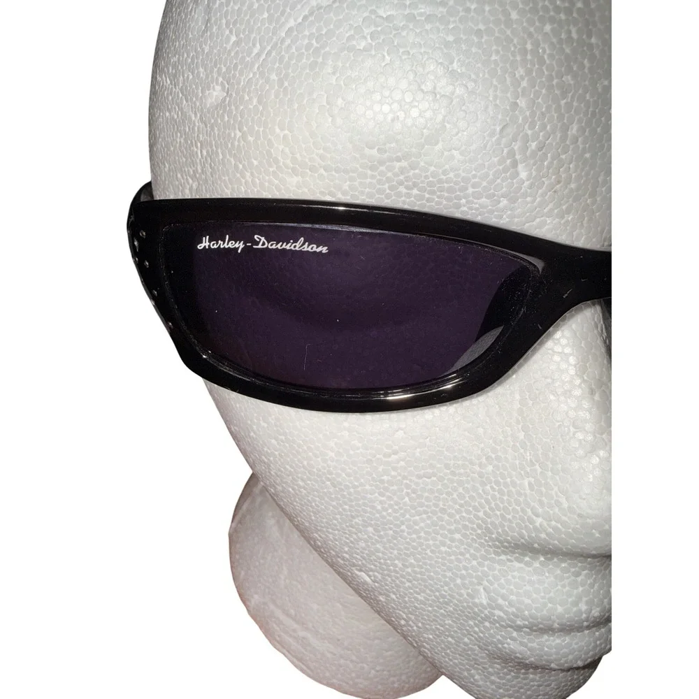 Vtg Harley-Davidson HDS 443 Sunglasses Black Wrap Biker Y2K Motorcycle Eyewear